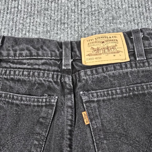 VTG 90s Levis 31450-4159 Jeans Girls 16 Slim Black High Waist‎ Orange Tabs 24x27 - Picture 1 of 13